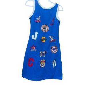 Negro League Baseball Dress Womens Medium Blue Jersey Team Patches Headgear-SZ-M